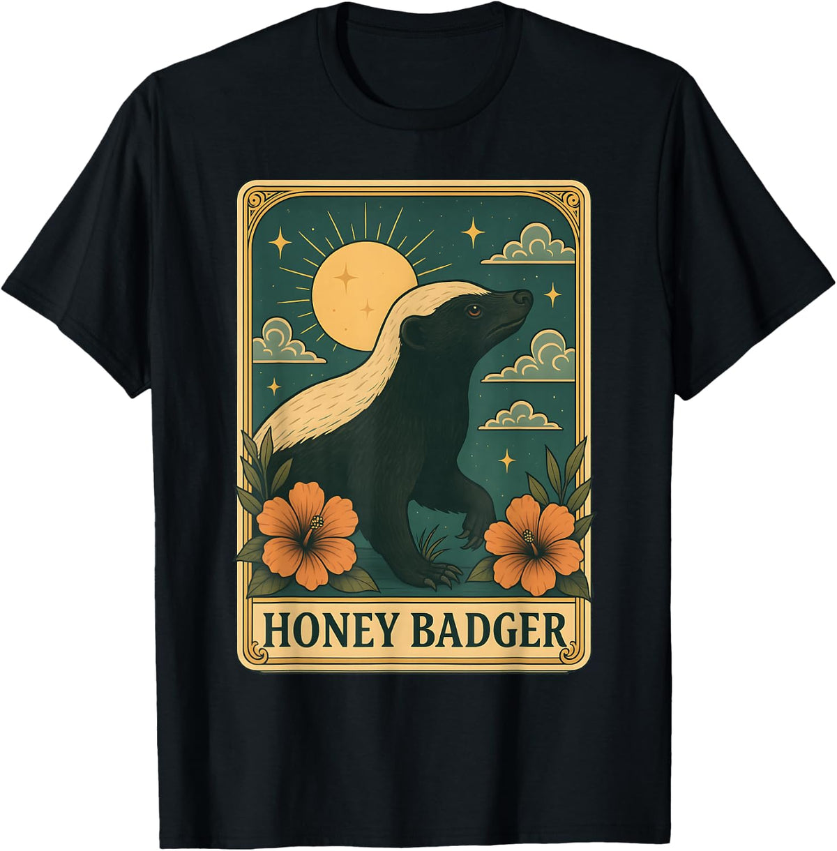 Honey Badger Tarot Card T-Shirt - Black