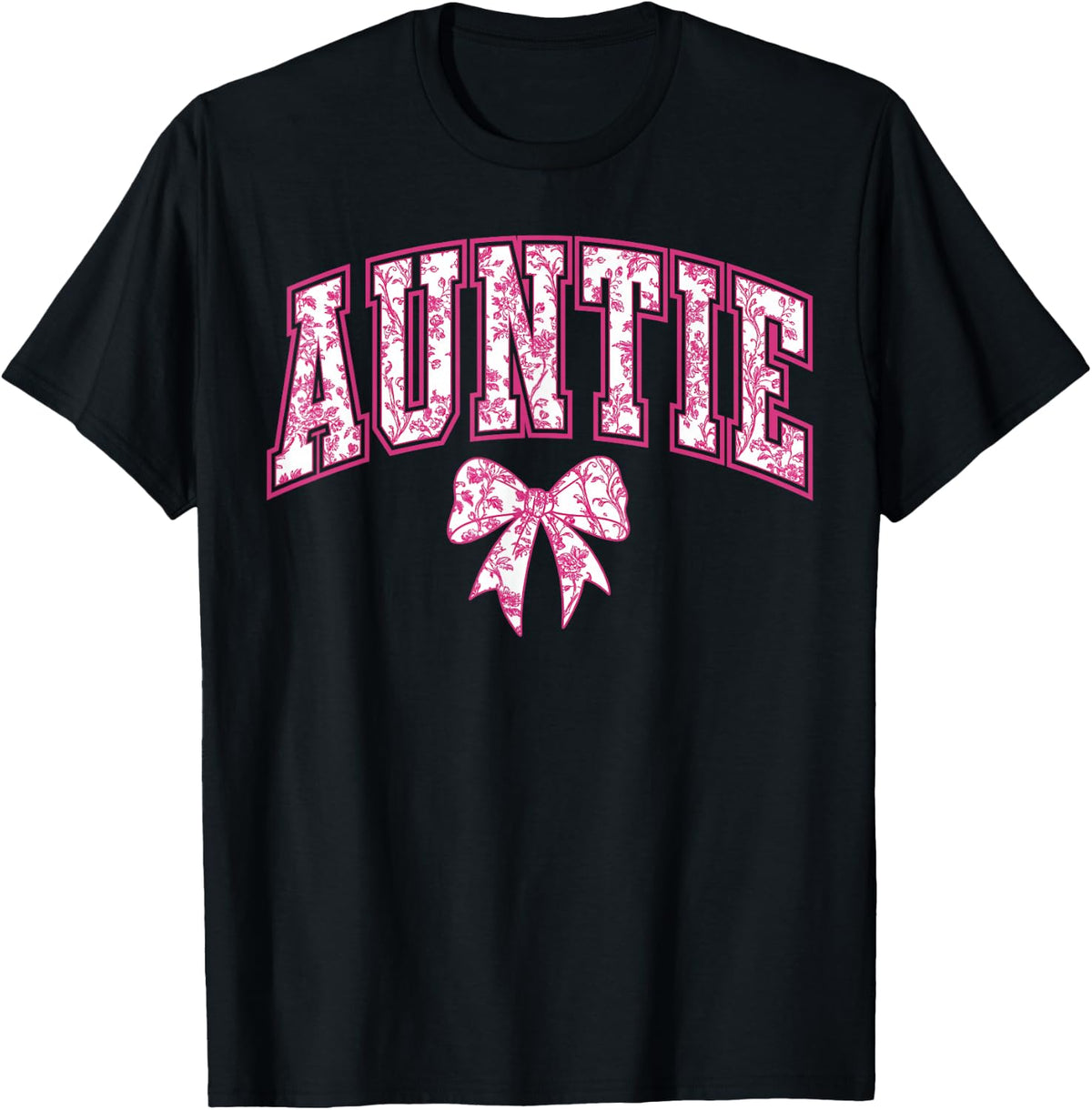 Auntie Coquette Bow Pink Aesthetic Mother's Day Aunt T-Shirt - Black
