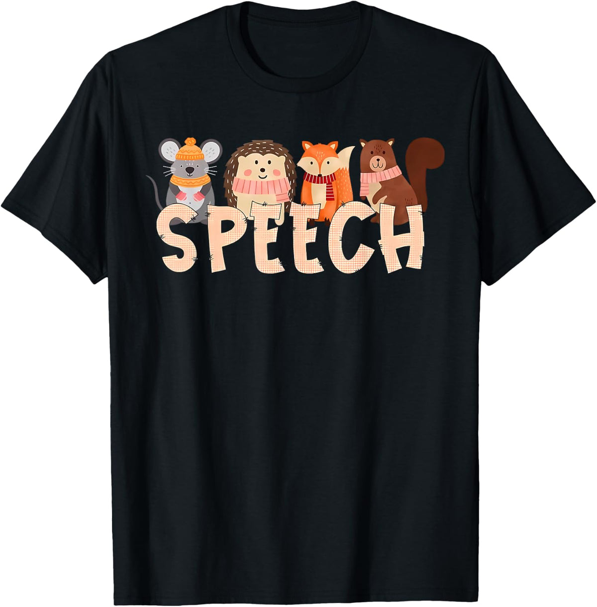 Animal Speech Therapy Fall SLP Speech Language Pathologist T-Shirt - Black