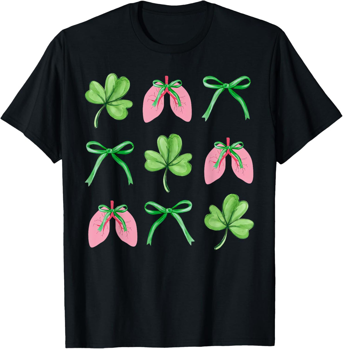 St Patrick's Day Respiratory Therapist Lung Squad Coquette T-Shirt - Black