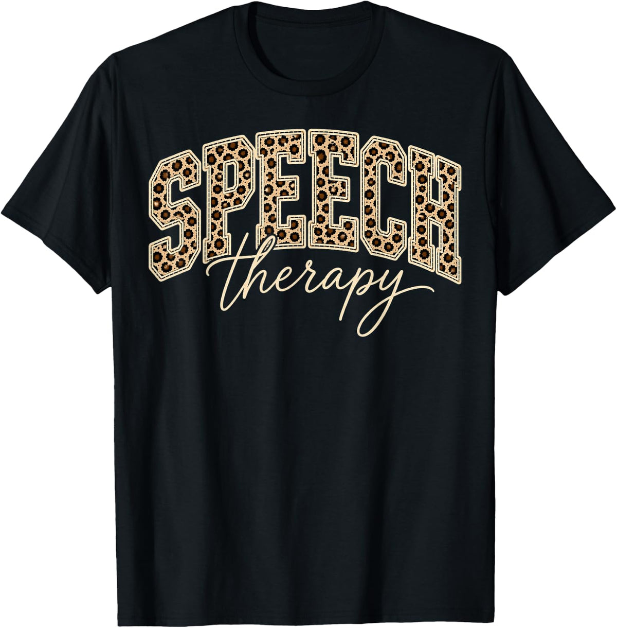 Speech Therapy Leopard Bow Tee Speech Language Pathologist Therapist T-Shirt - Black