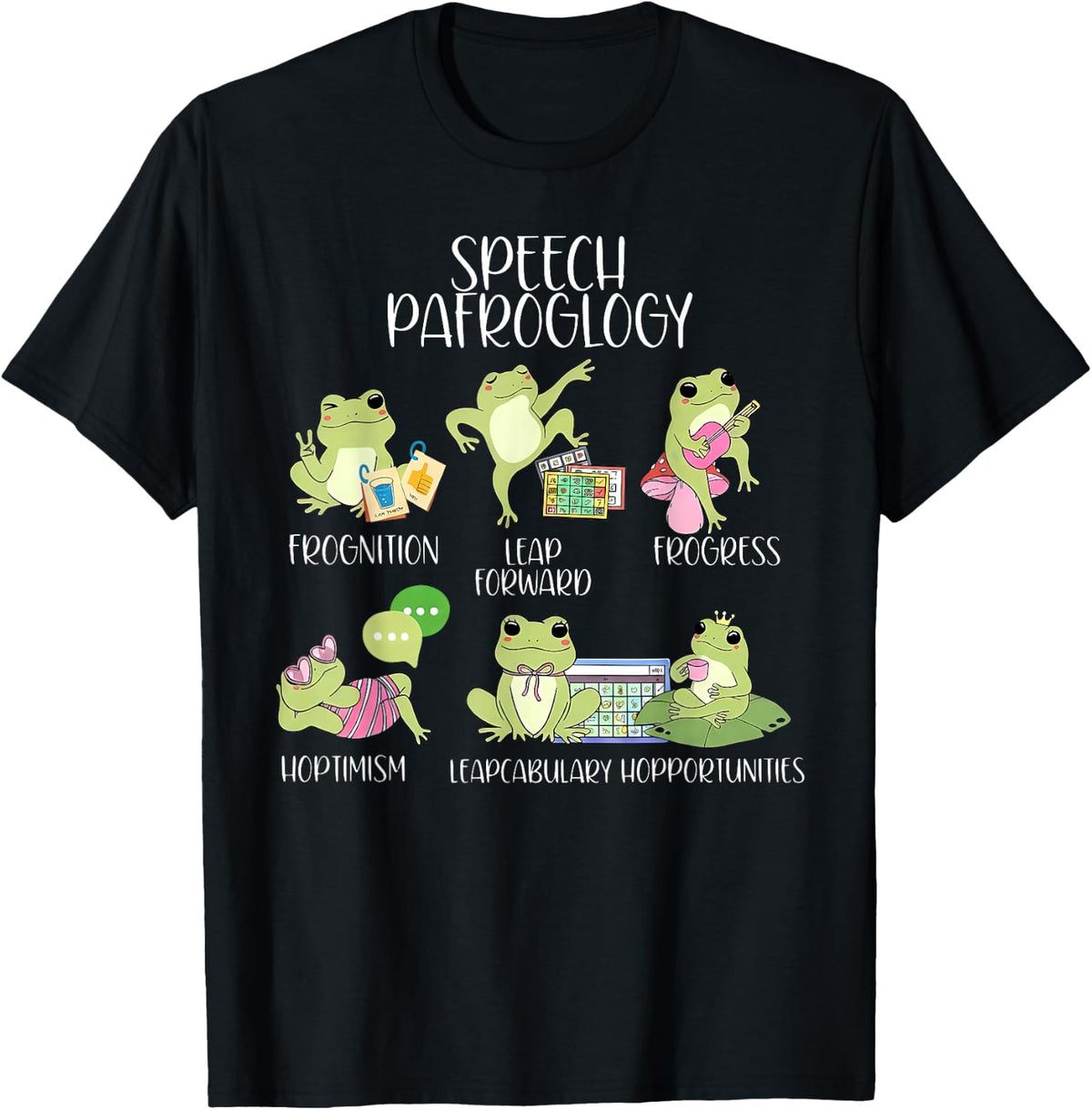 Speech Pafroglogy Frog Speech Therapy SLP Speech Therapist T-Shirt - Black