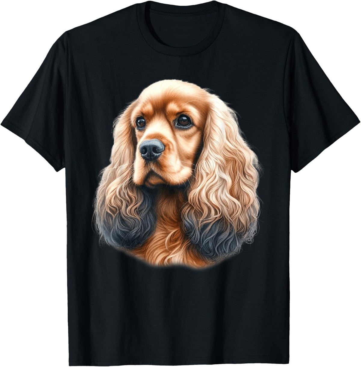 Cocker Spaniel Dog Portrait T-Shirt - Black