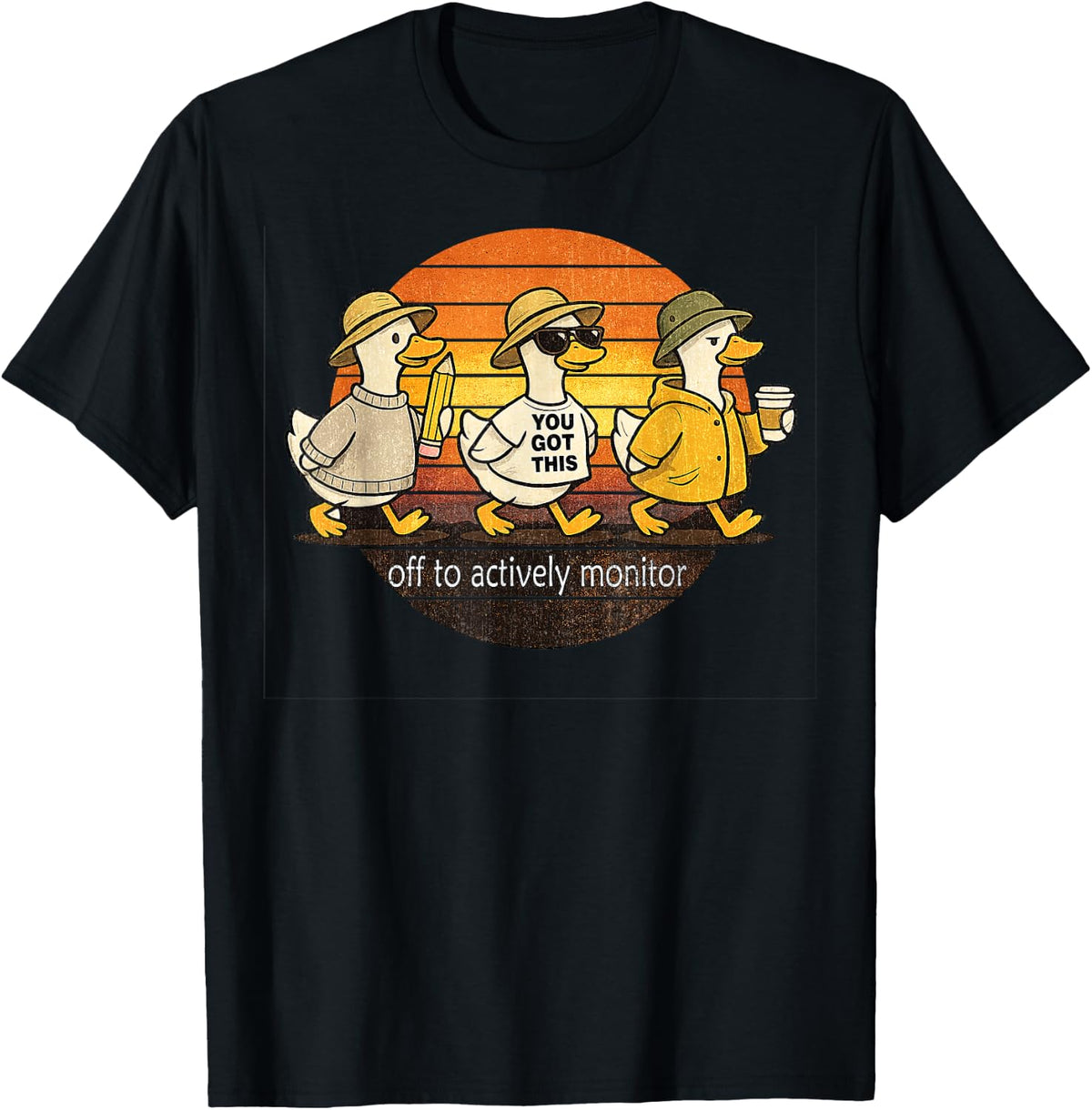 Off to Actively Monitor Teacher Testing Day Goose T-Shirt - Black