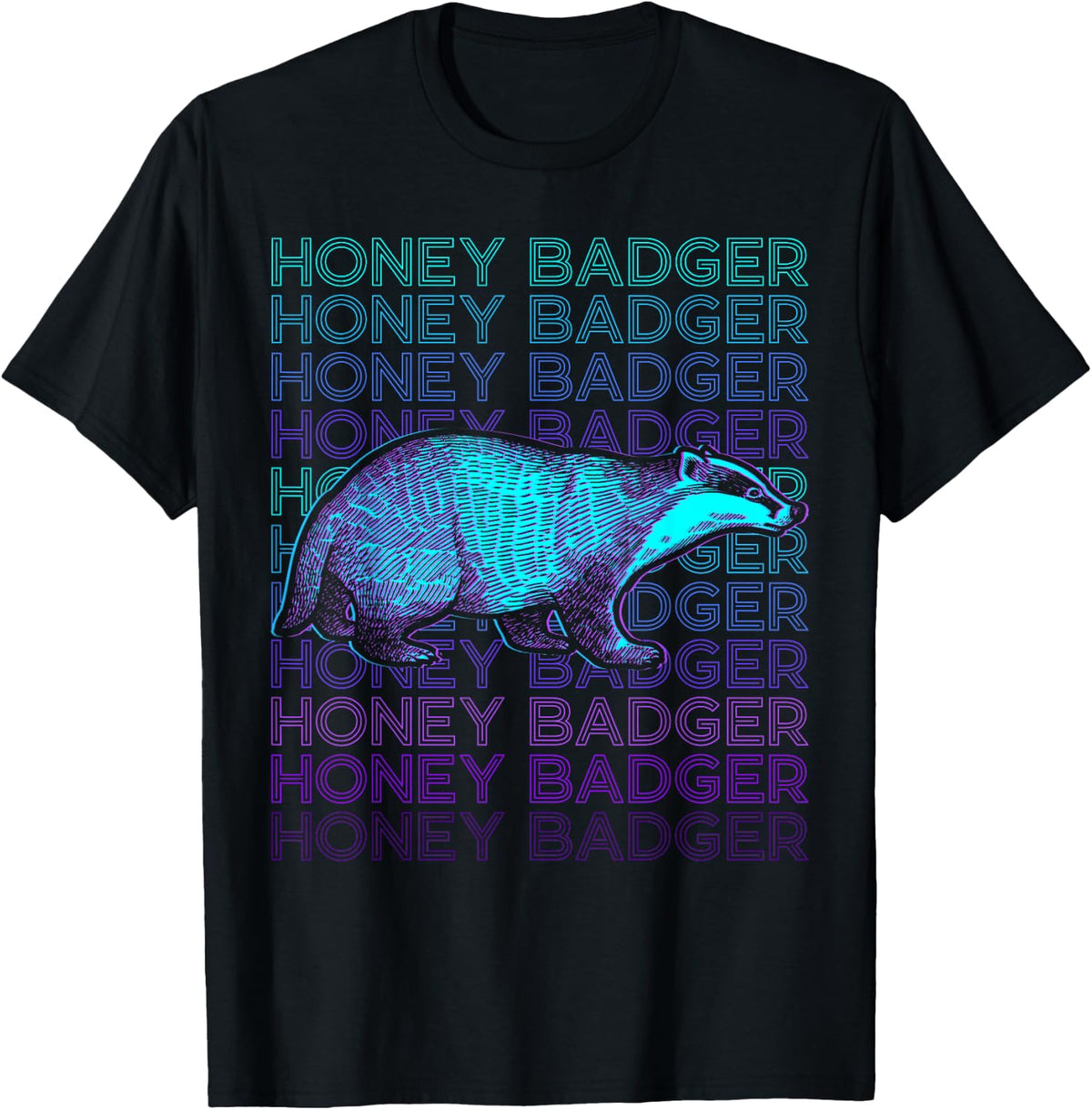 Honey Badger Shirt Retro Animal Tees T Shirts For Wildlife Lovers Men Women - Black