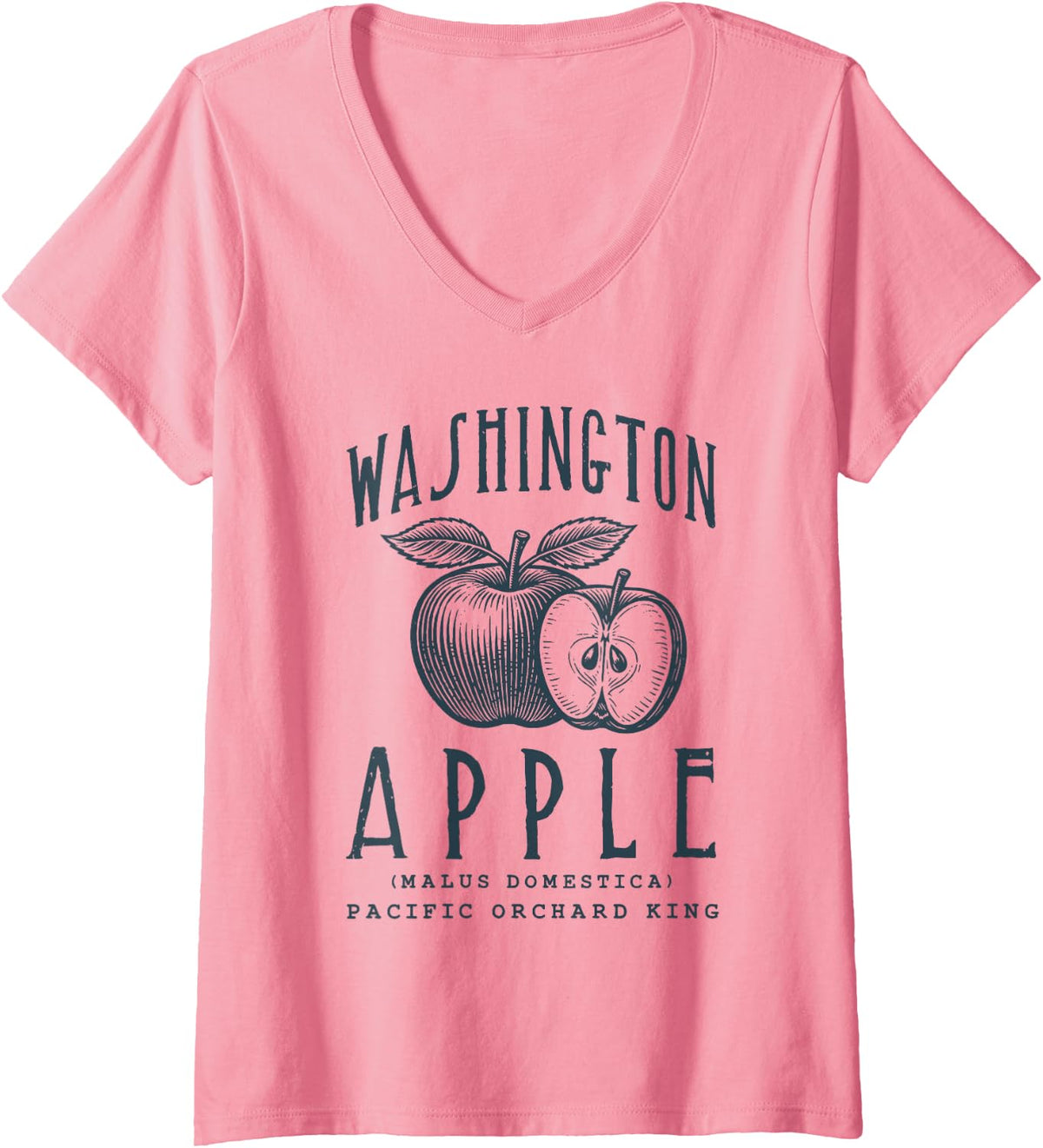 Women's Washington Apple Vintage Botanical V-Neck T-Shirt - Pink