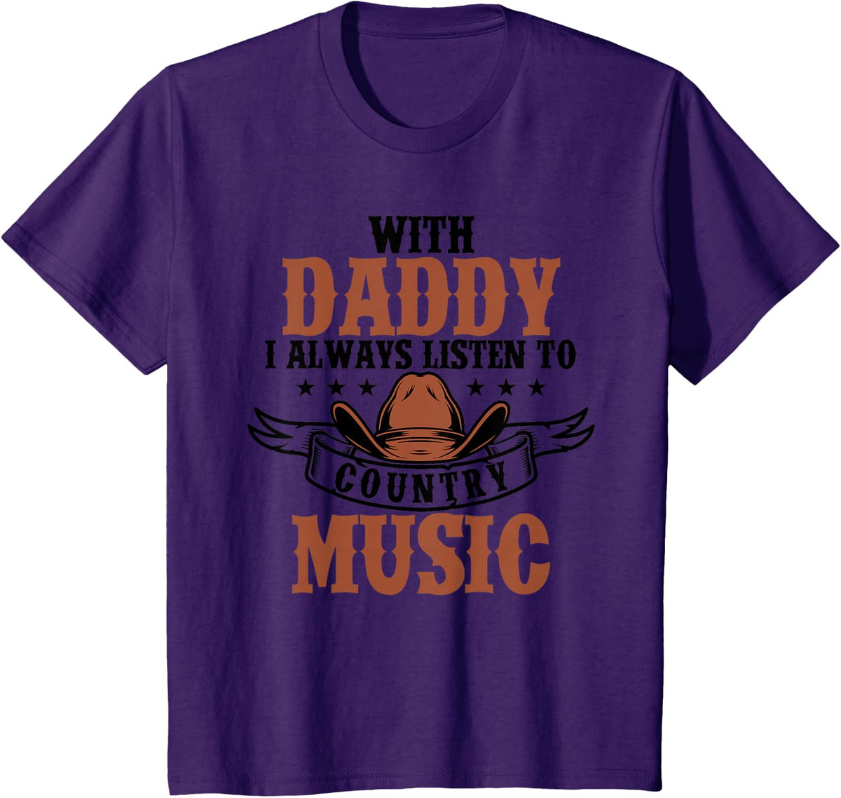 Kids Country With Daddy I Always Listen To Country Music Western T-Shirt - Purple