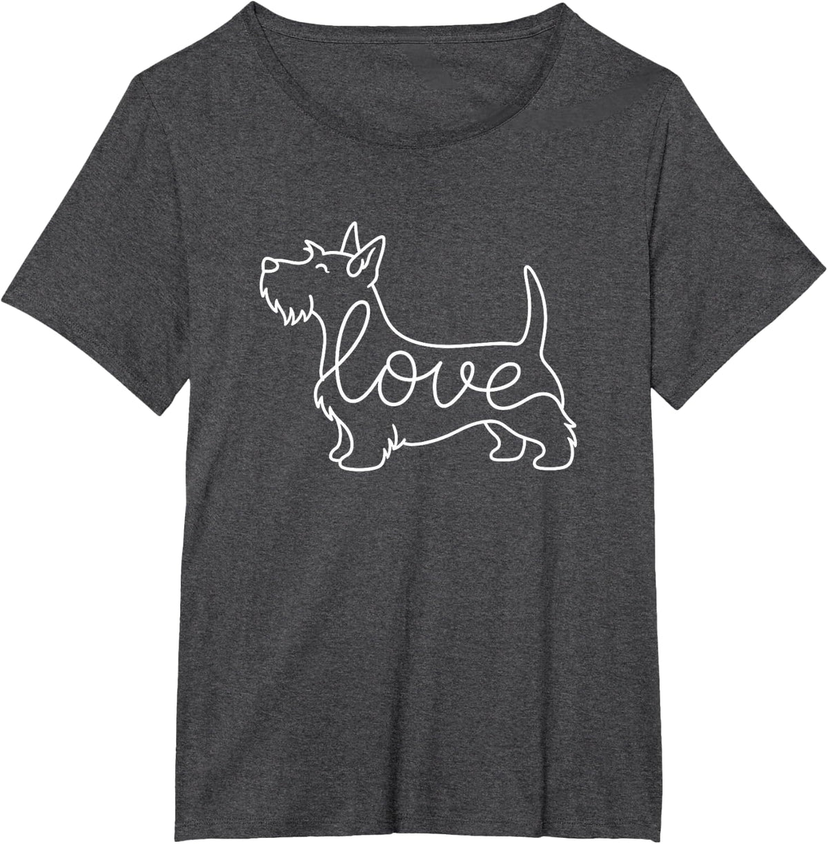 Scottish Terrier Minimalist Line Art Love Lover T-Shirt - Dark Heather Grey