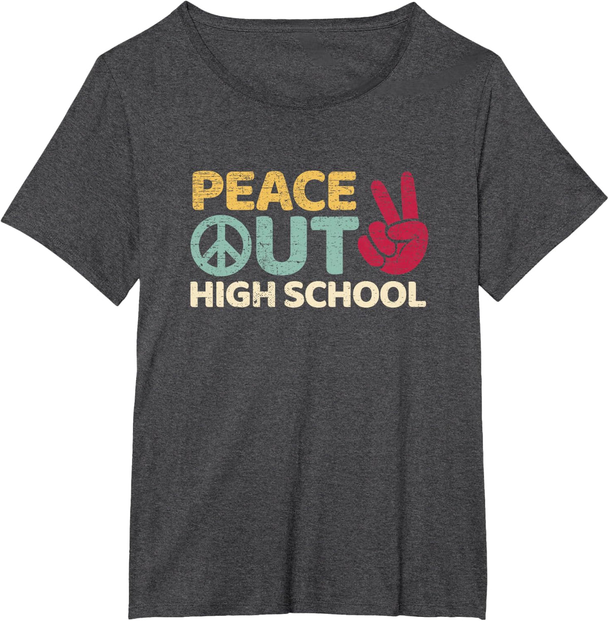 Peace Out High School Graduation Last Day Of School T-Shirt - Dark Heather Grey
