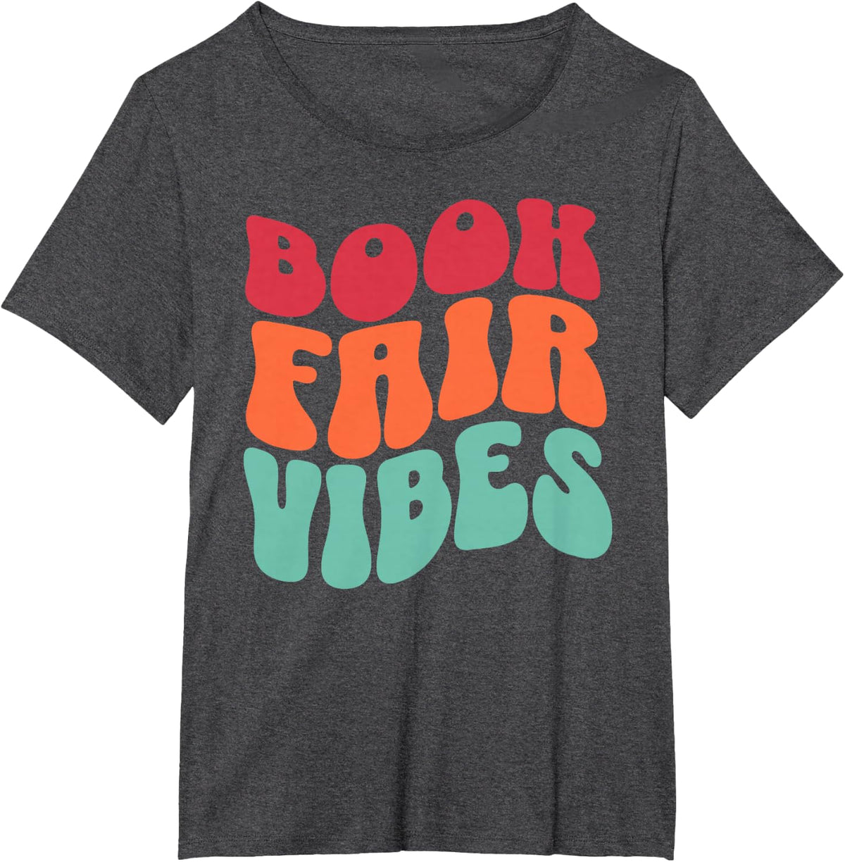 School Book Fair Vibe Groovy 70s Retro Reading Librarian T-Shirt - Dark Heather Grey