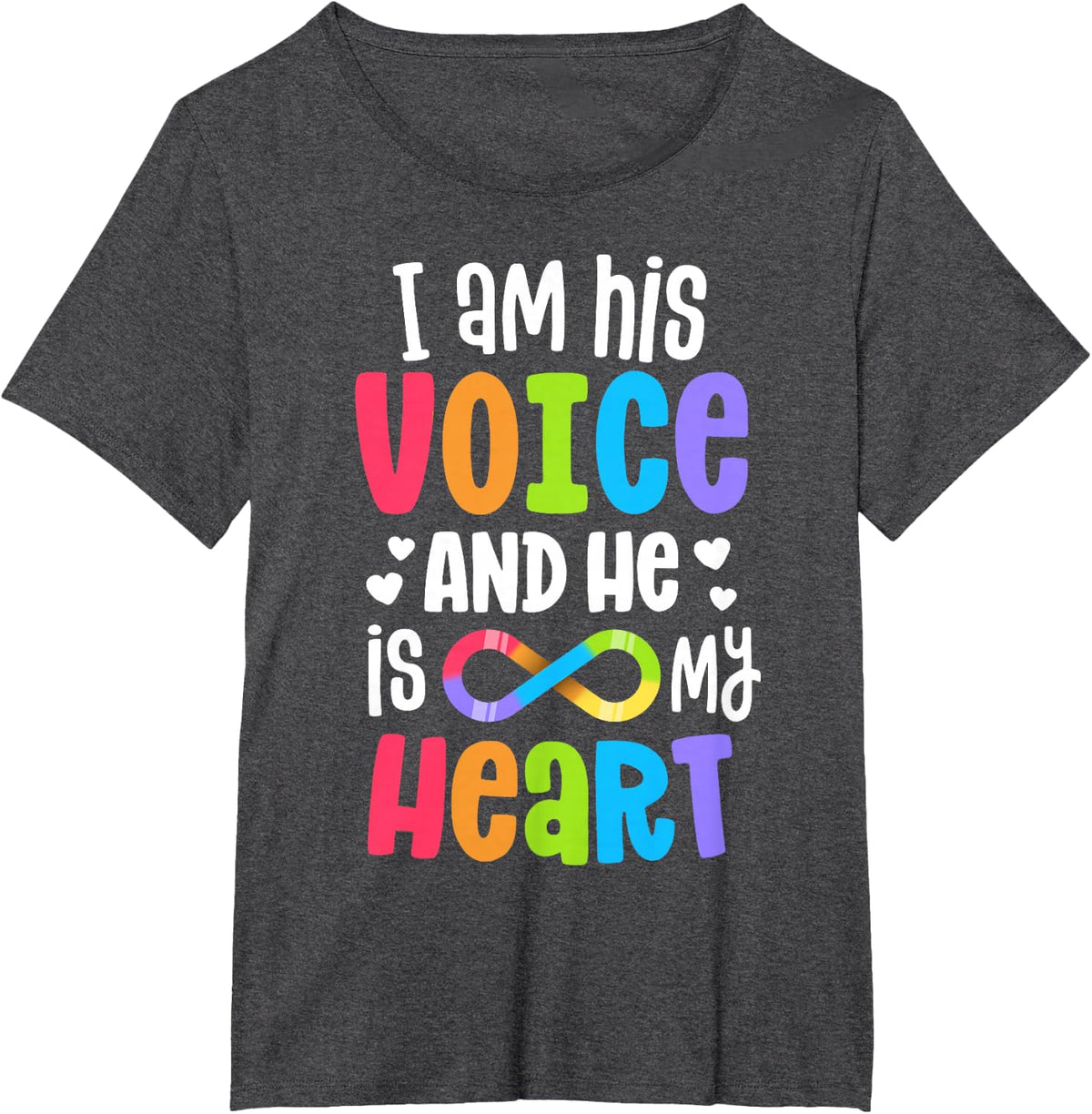 Nonverbal Autism Autistic Mom Acceptance I Am His Voice T-Shirt - Dark Heather Grey