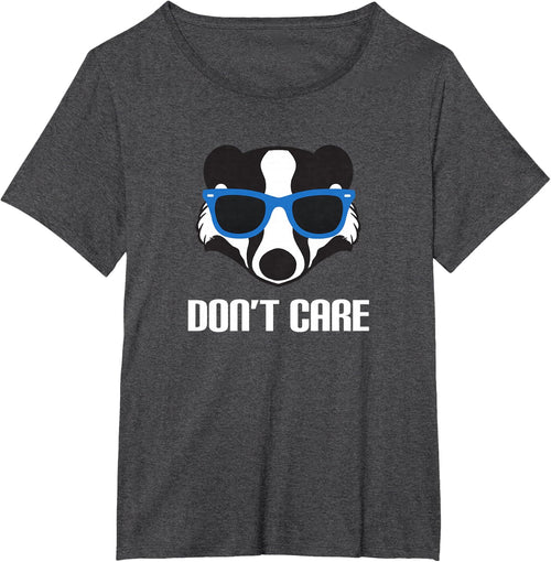 "Don't Care" T-Shirt With Honey Badger Wearing Sunglasses T-Shirt - Dark Heather Grey