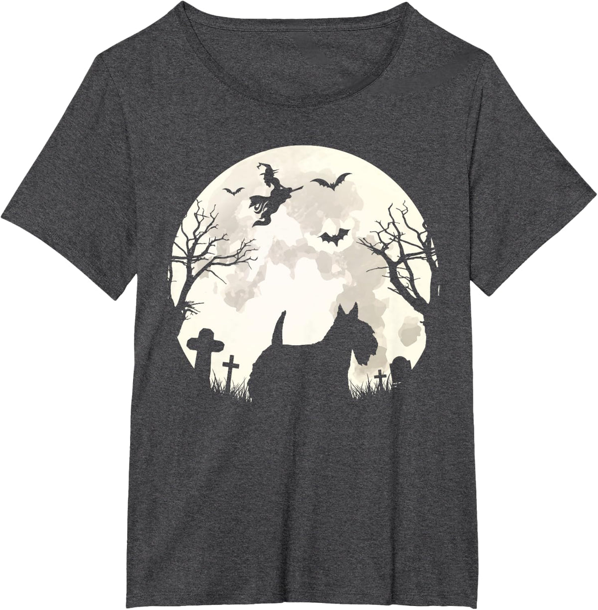 Halloween Moon Scottish Terrier Costume Dog Lover Owner Gift T-Shirt for Men Women Kids - Dark Heather Grey