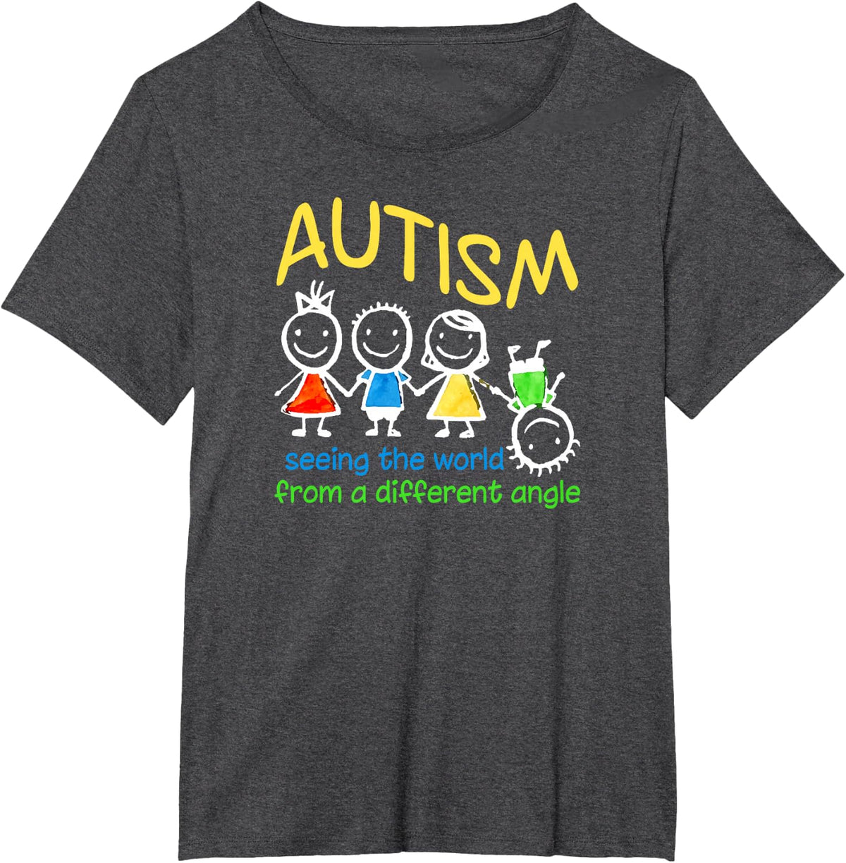Seeing The World At A Different Angle Autism T-Shirt T-Shirt - Dark Heather Grey