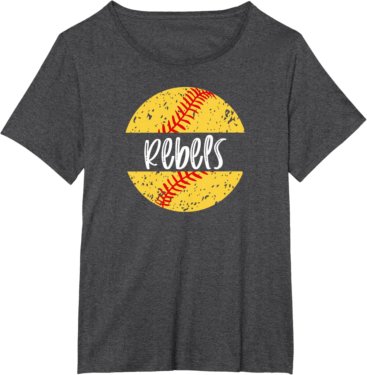 Rebels Softball Team Mascot School Spirit Game Day T-Shirt - Dark Heather Grey