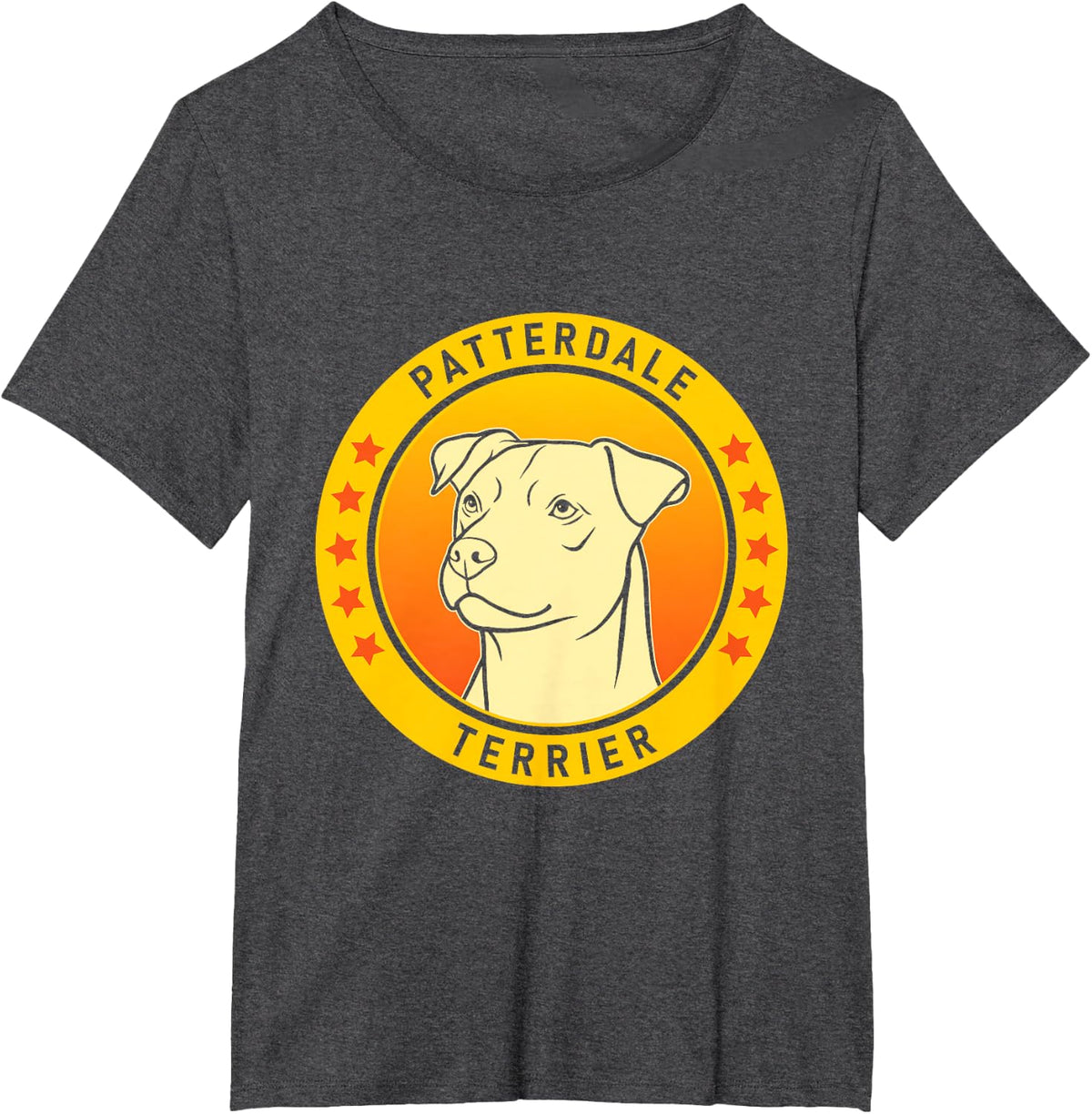 Patterdale Terrier Dog Portrait T-Shirt - Dark Heather Grey