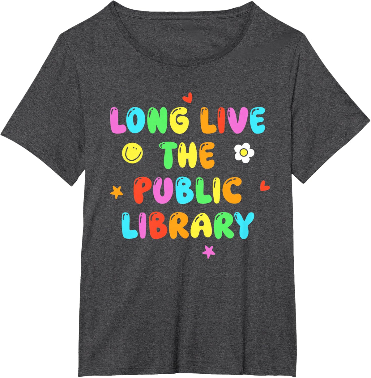 Long Live The Public Library Bookish Design T-Shirt - Dark Heather Grey