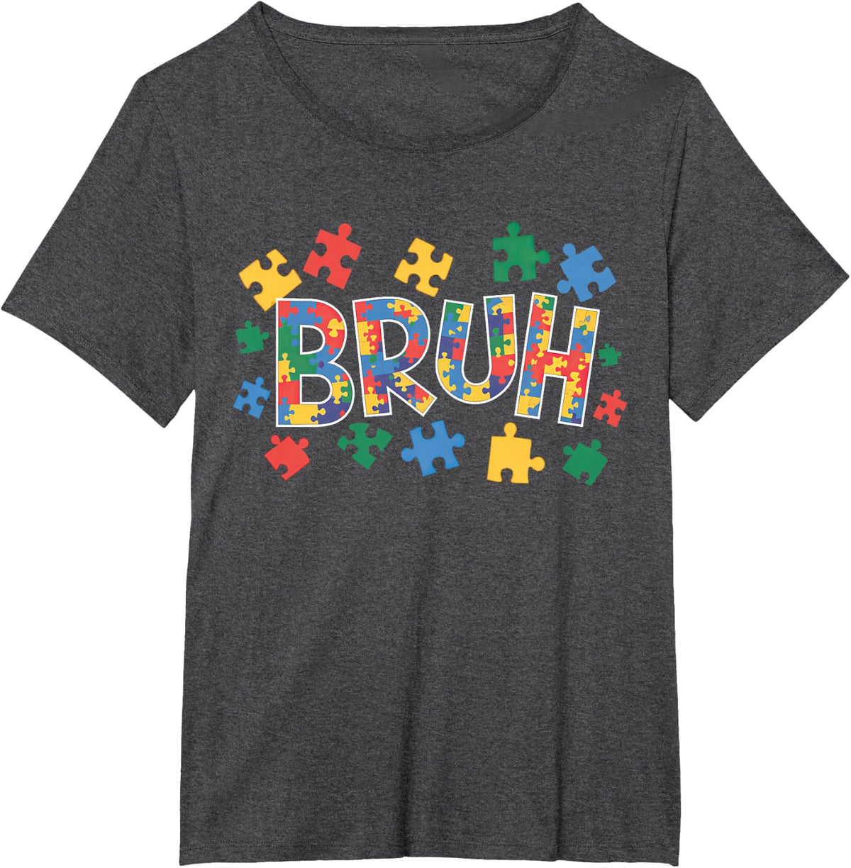 Funny Bruh Autism Awareness Autism Squad Support Bruh Boys T-Shirt - Dark Heather Grey