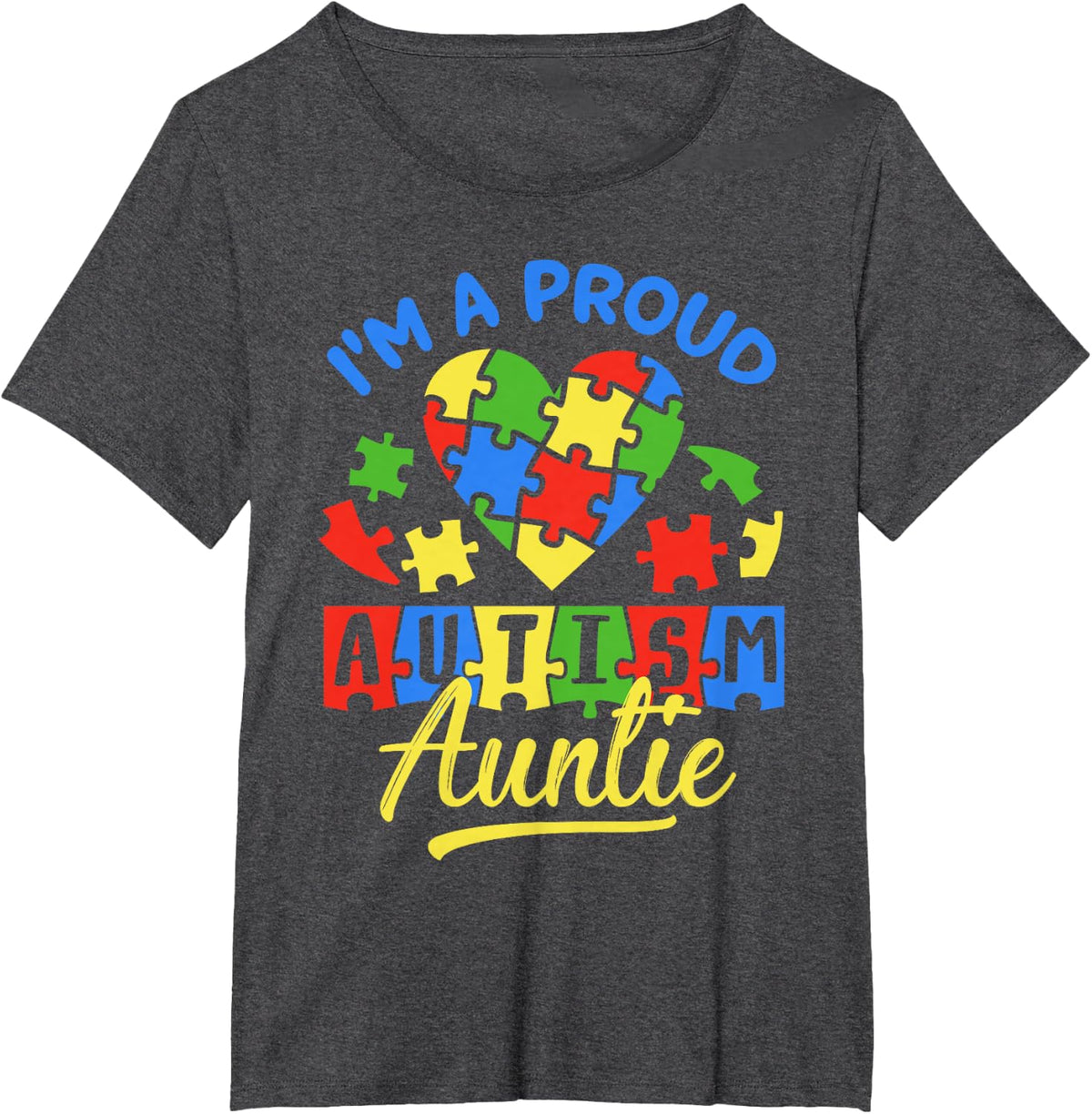 Proud Autism Auntie Awareness Aunt Autistic Niece Nephew T-Shirt - Dark Heather Grey