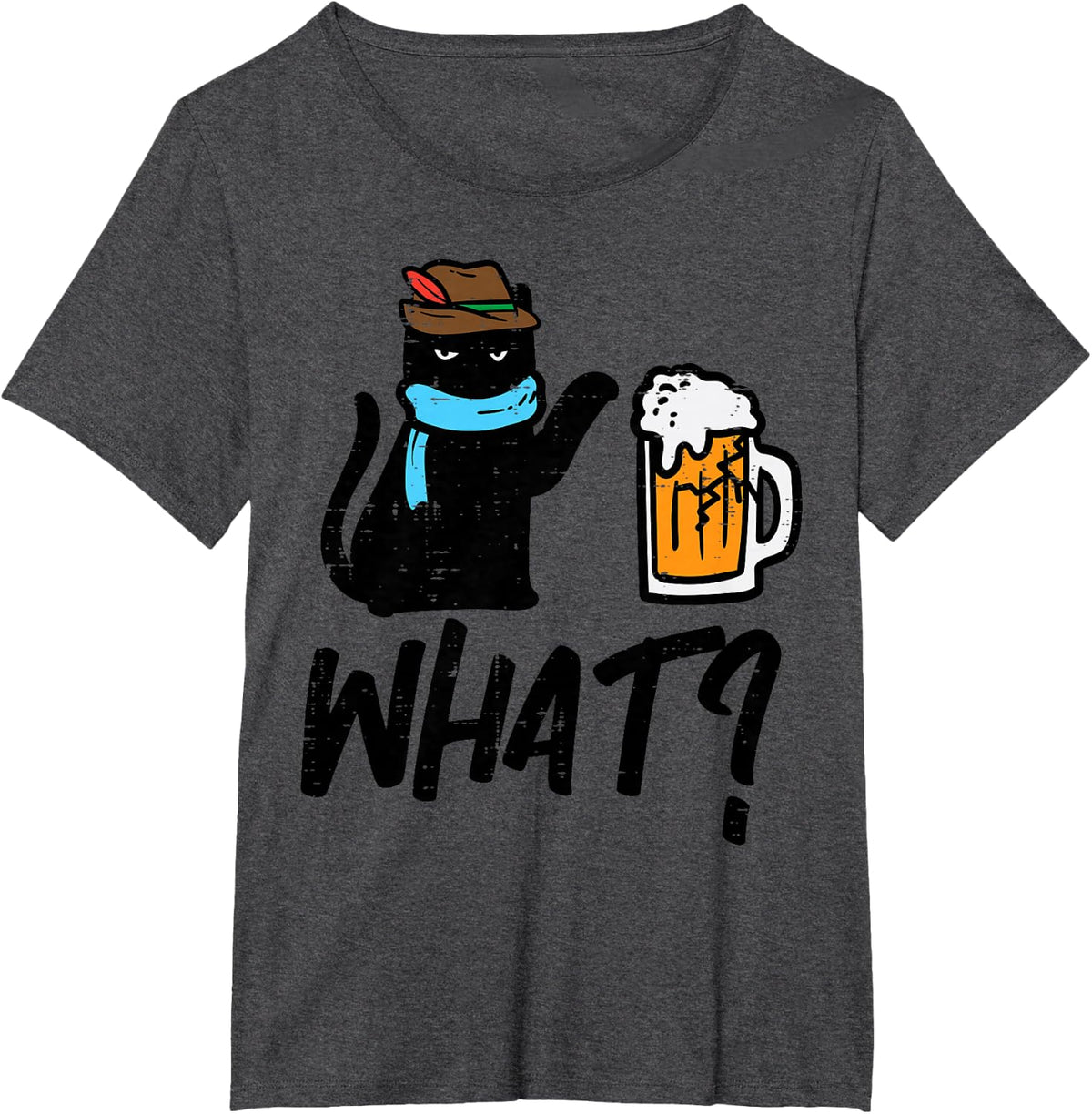 Black Cat What Bavarian Octoberfest German Oktoberfest Women T-Shirt - Dark Heather Grey