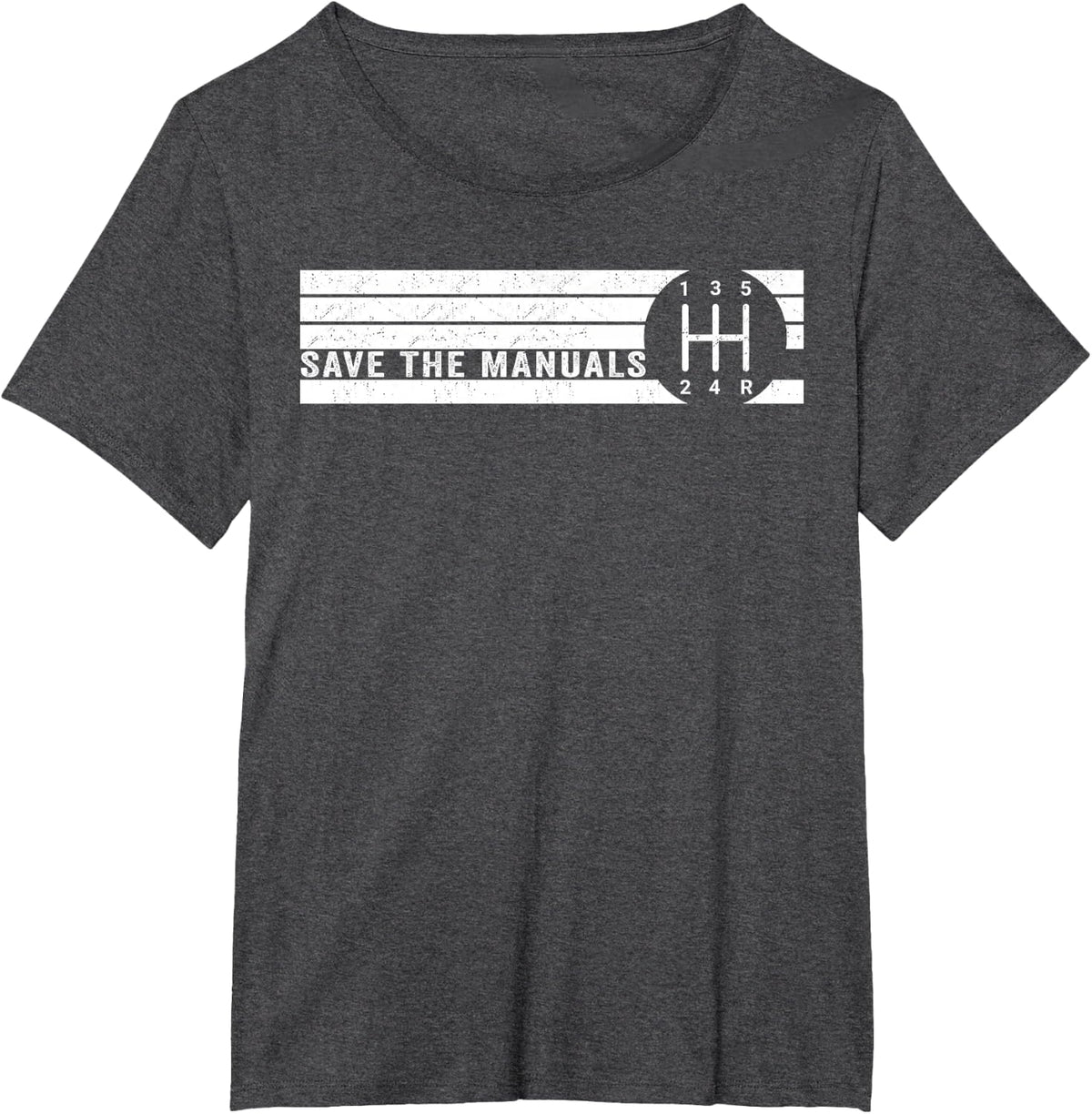 Save The Manuals 5 Speed Manual Transmission Three Pedals T-Shirt - Dark Heather Grey