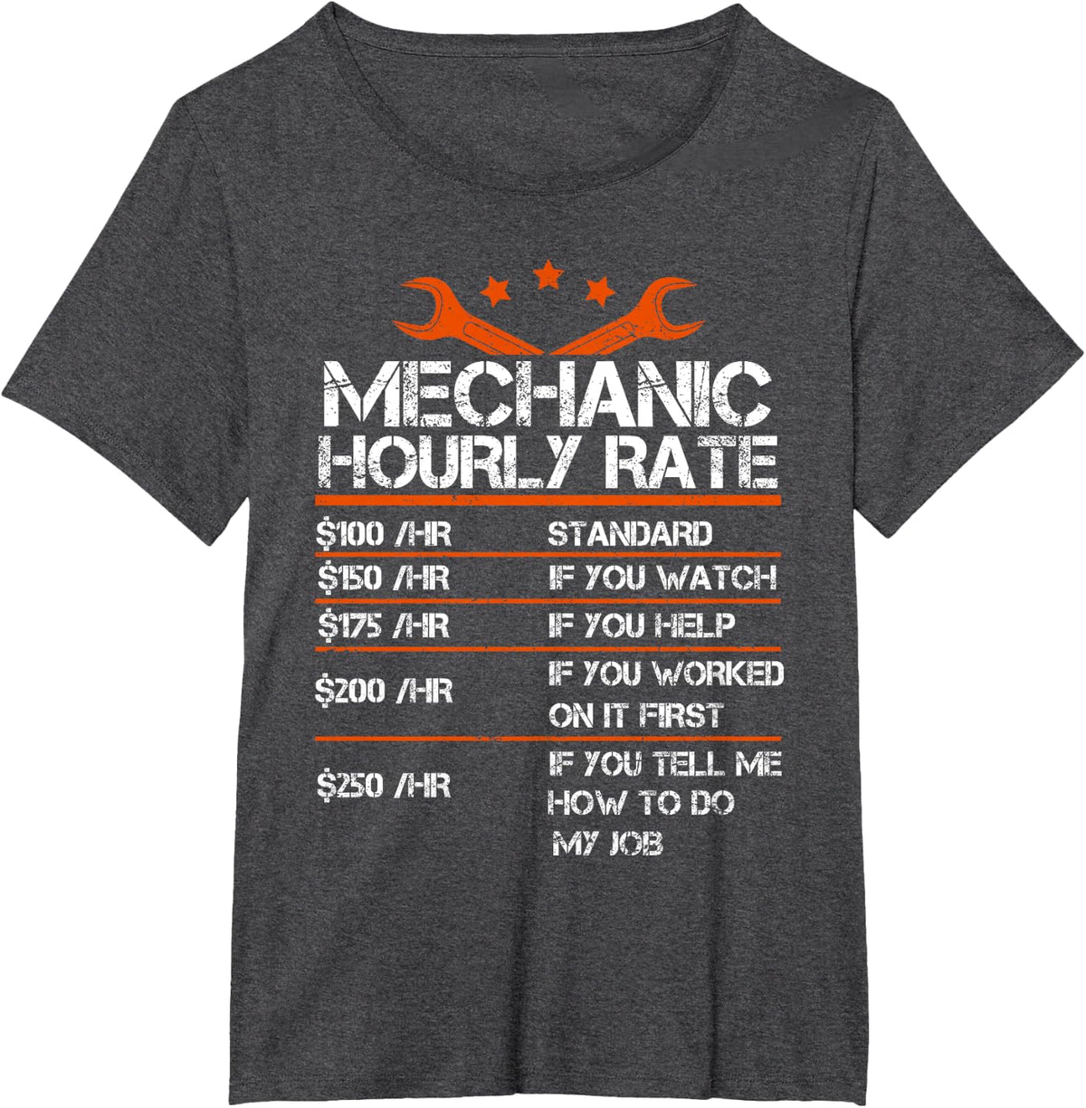 Funny Mechanic Hourly Rate If You Tell Me How To Do My Job T-Shirt - Dark Heather Grey