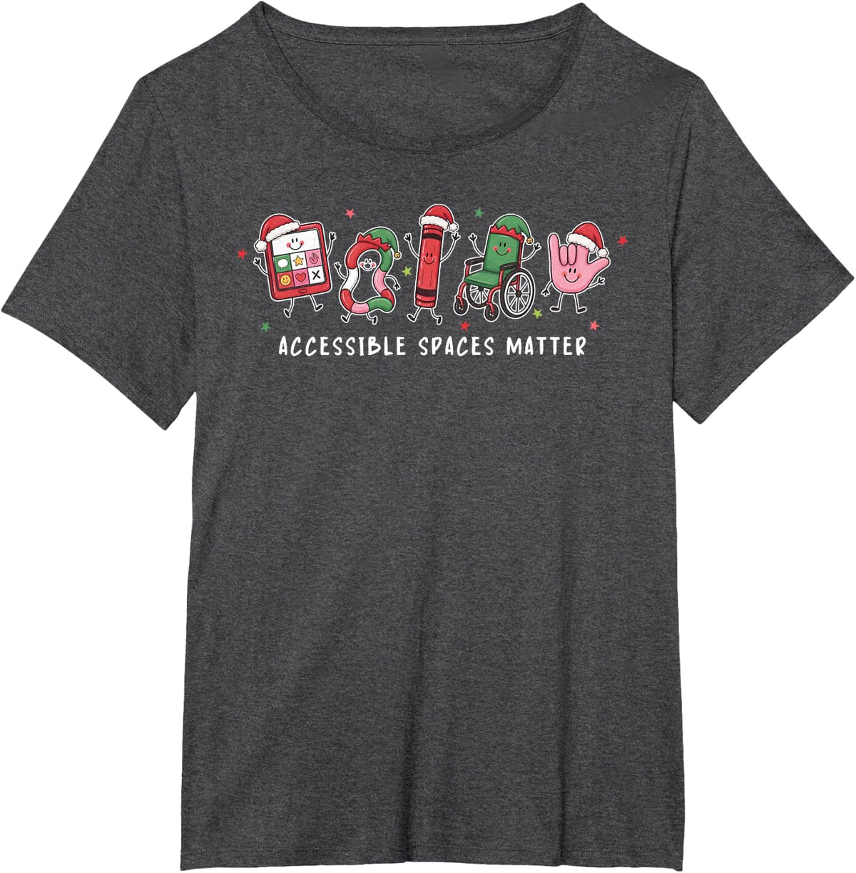 Christmas Accessibility Spaces Matter Disability Rights Xmas T-Shirt - Dark Heather Grey