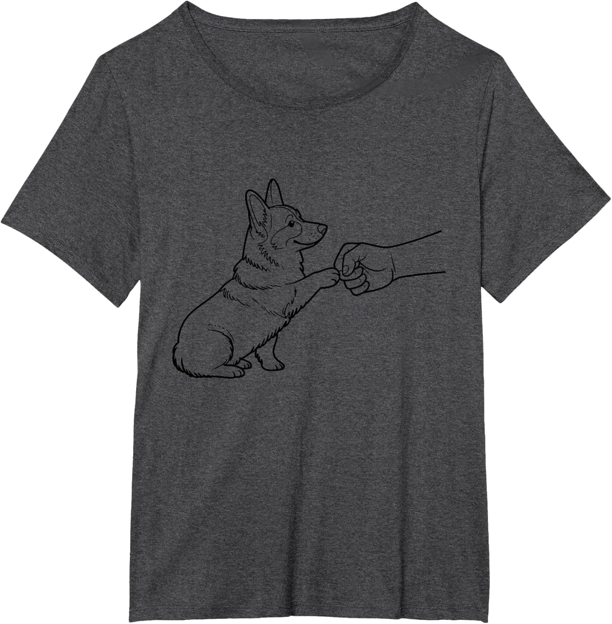 Corgi Fist Bump Paw Print Cute Dog Lover T-Shirt - Dark Heather Grey