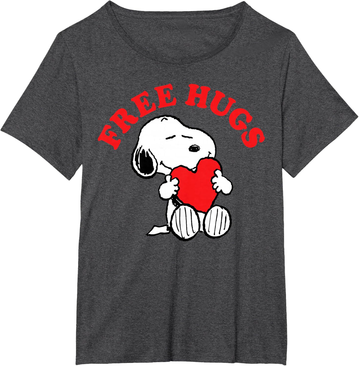 Peanuts Valentines Snoopy Free Hugs T-Shirt - Dark Heather Grey