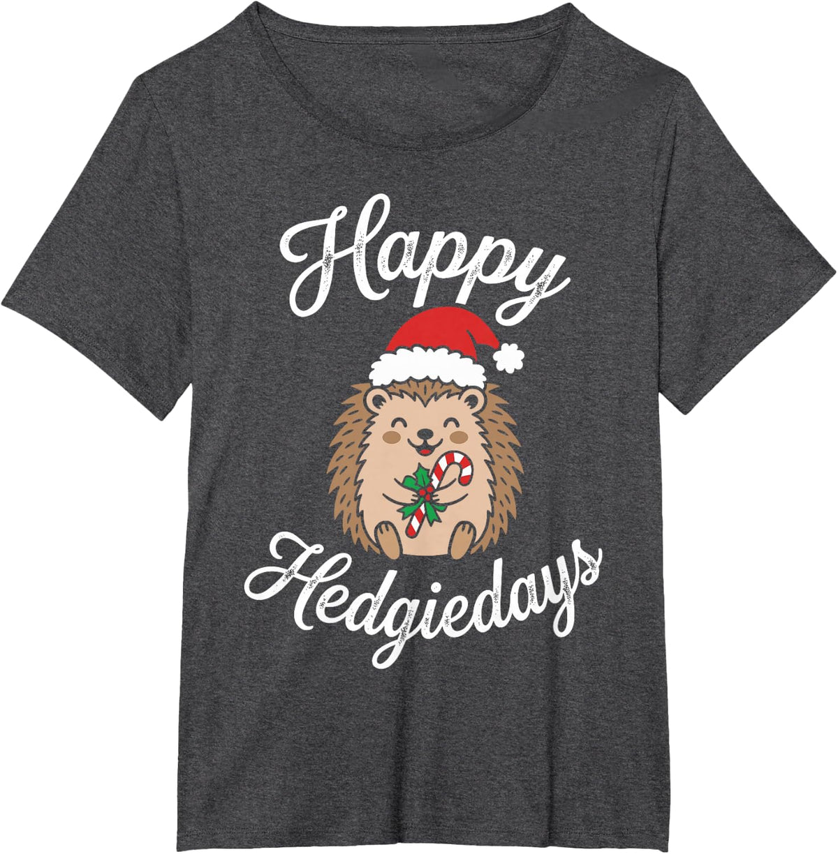 Cute Hedgehog Lover Christmas Day - Happy Hedgiedays T-Shirt - Dark Heather Grey