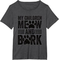 My Children Meow and Bark T-Shirt - Dark Heather Grey