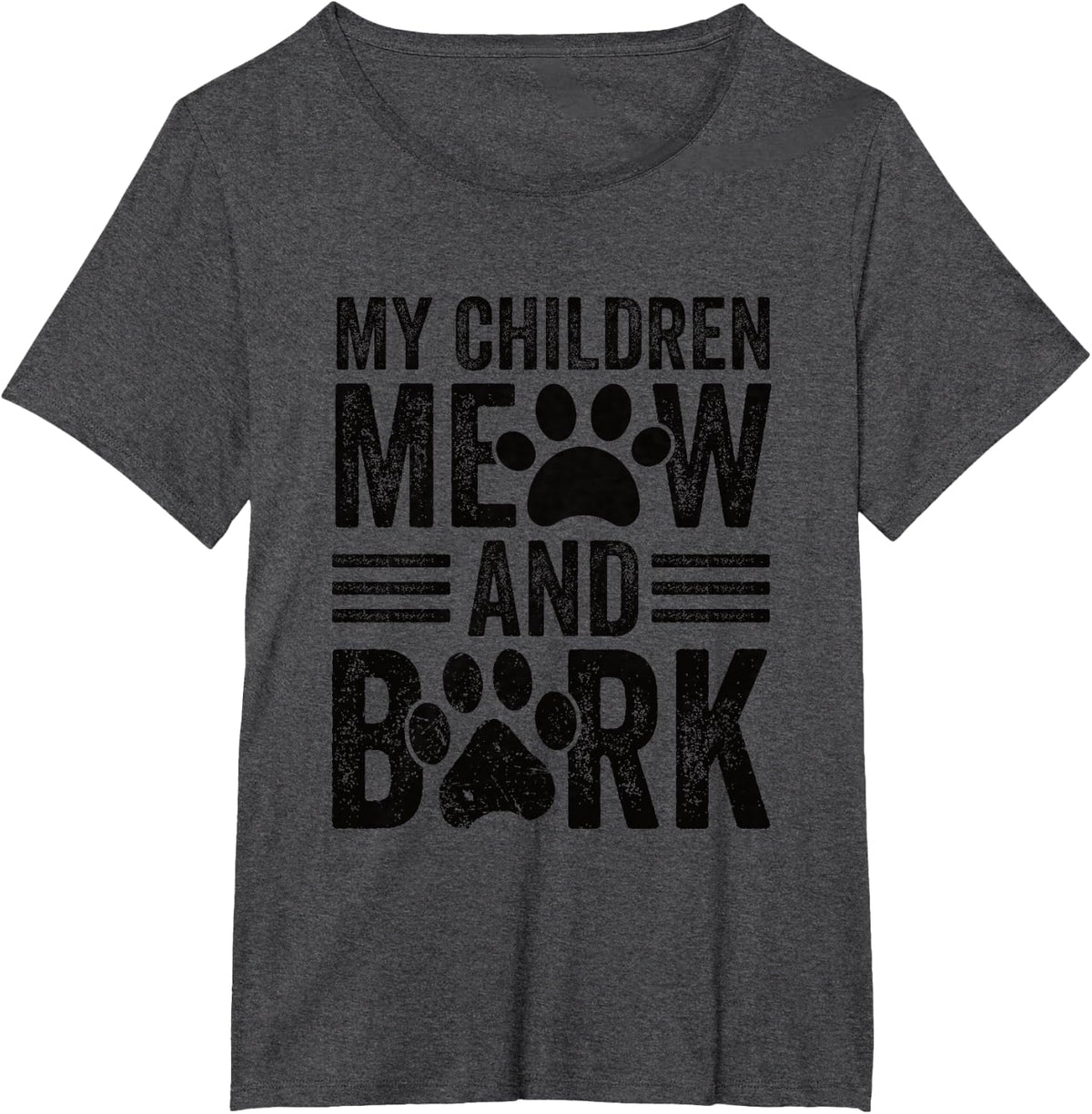 My Children Meow and Bark T-Shirt - Dark Heather Grey