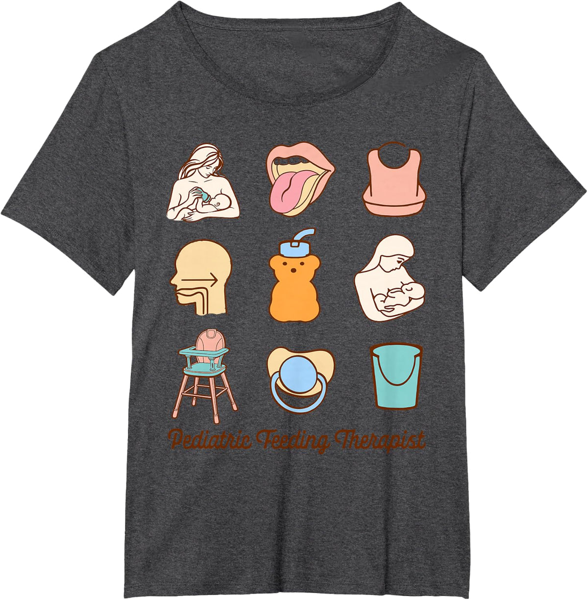 Pediatric Feeding Therapy OT SLP Pediatric Feeding Therapist T-Shirt - Dark Heather Grey