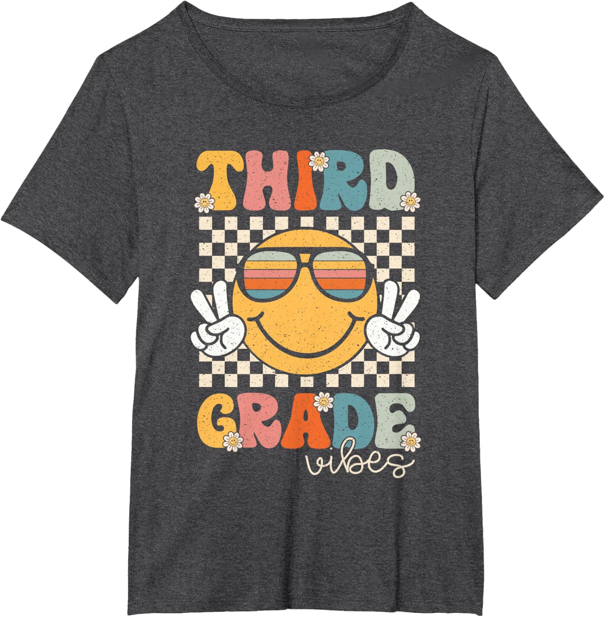Third Grade Vibes Smile First Day of School 3rd Grade Team T-Shirt - Dark Heather Grey