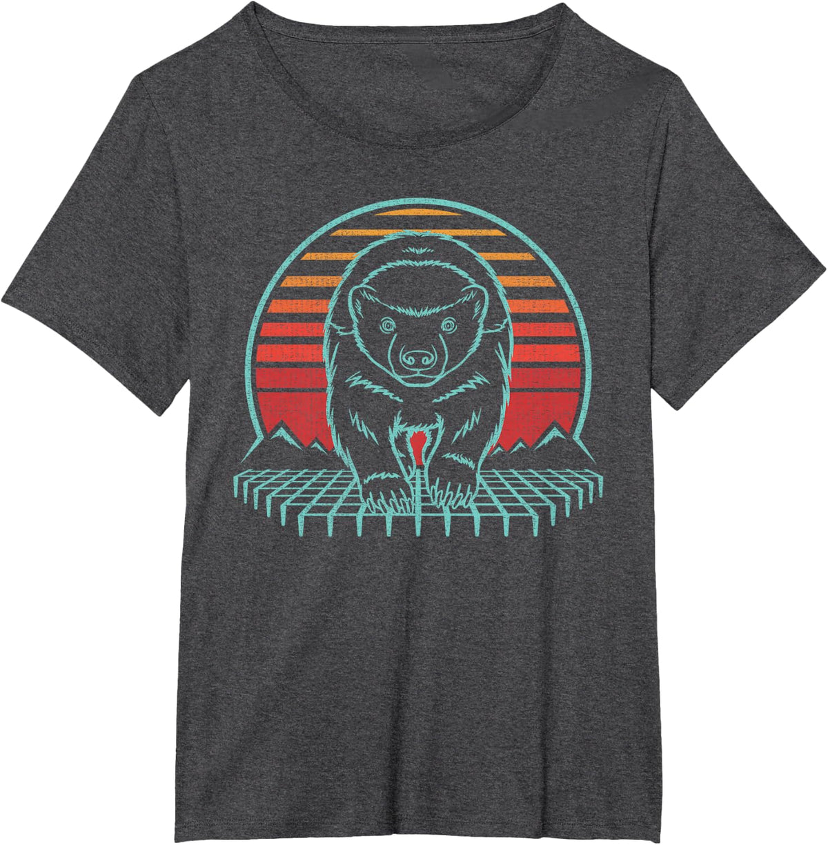 Honey Badger Lover Animal Retro Vintage 80s Tees T Shirts Men Women - Dark Heather Grey