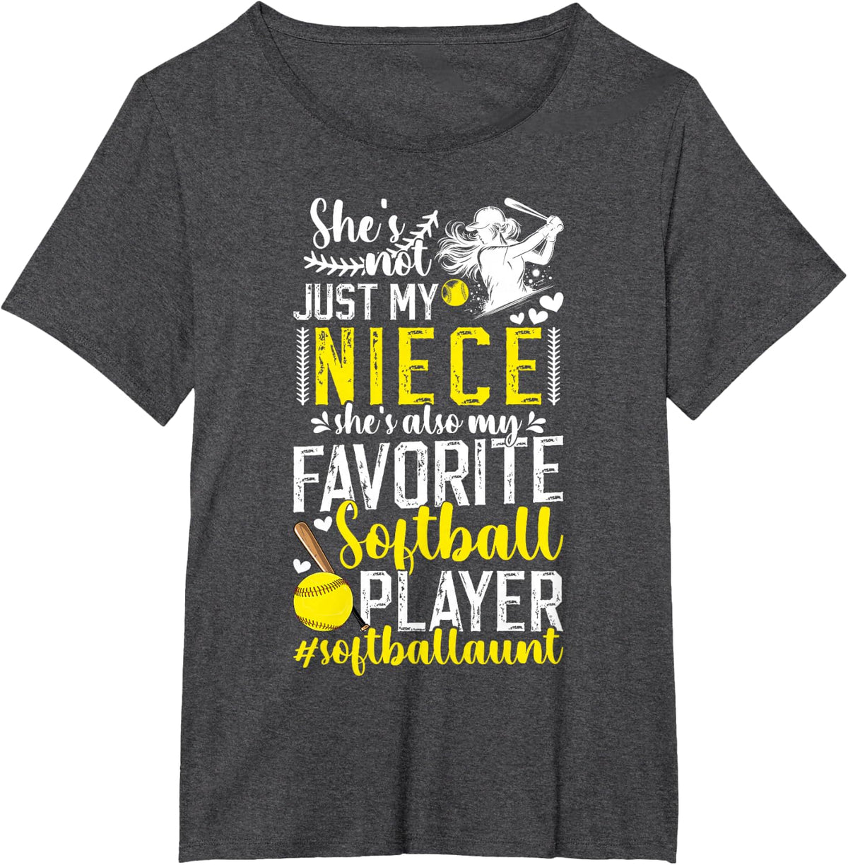 Proud Softball Aunt Of A Softball Player Auntie T-Shirt - Dark Heather Grey
