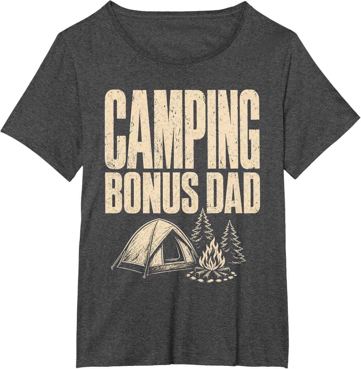 Camping Bonus Dad Camper Gift for Men Campfire Dome Tent T-Shirt - Dark Heather Grey