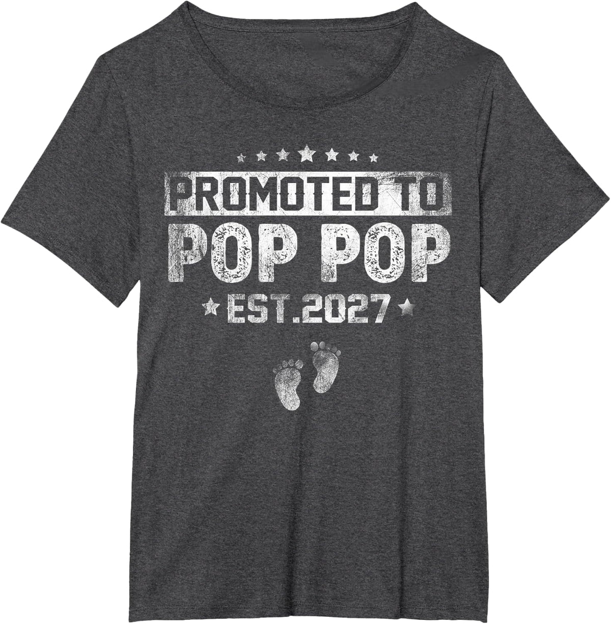 Promoted to Pop Pop Est 2027 Pregnancy Announcement T-Shirt - Dark Heather Grey
