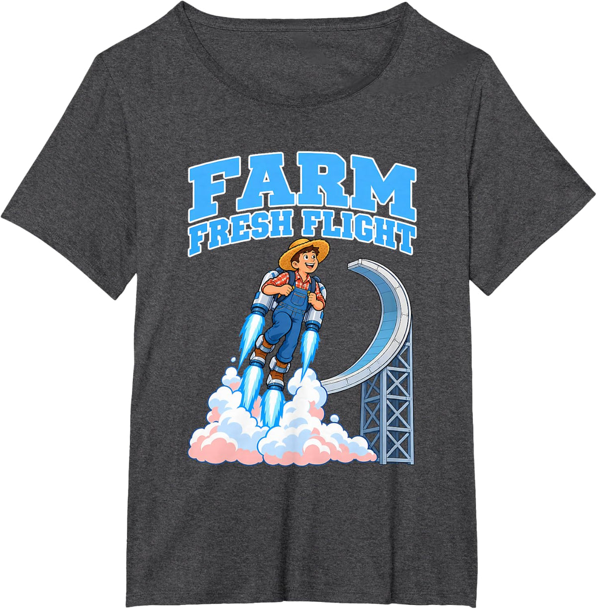 Farm Fresh Flight Farmer Appreciation Funny T-Shirt - Dark Heather Grey