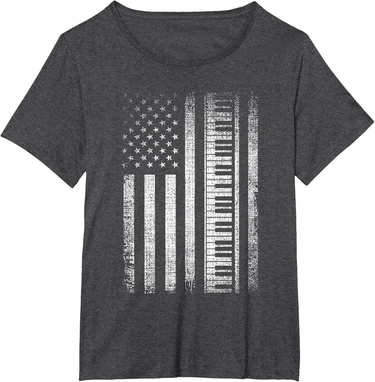 Patriotic Keyboard Player Keyboardist Keyboarder USA Flag T-Shirt - Dark Heather Grey