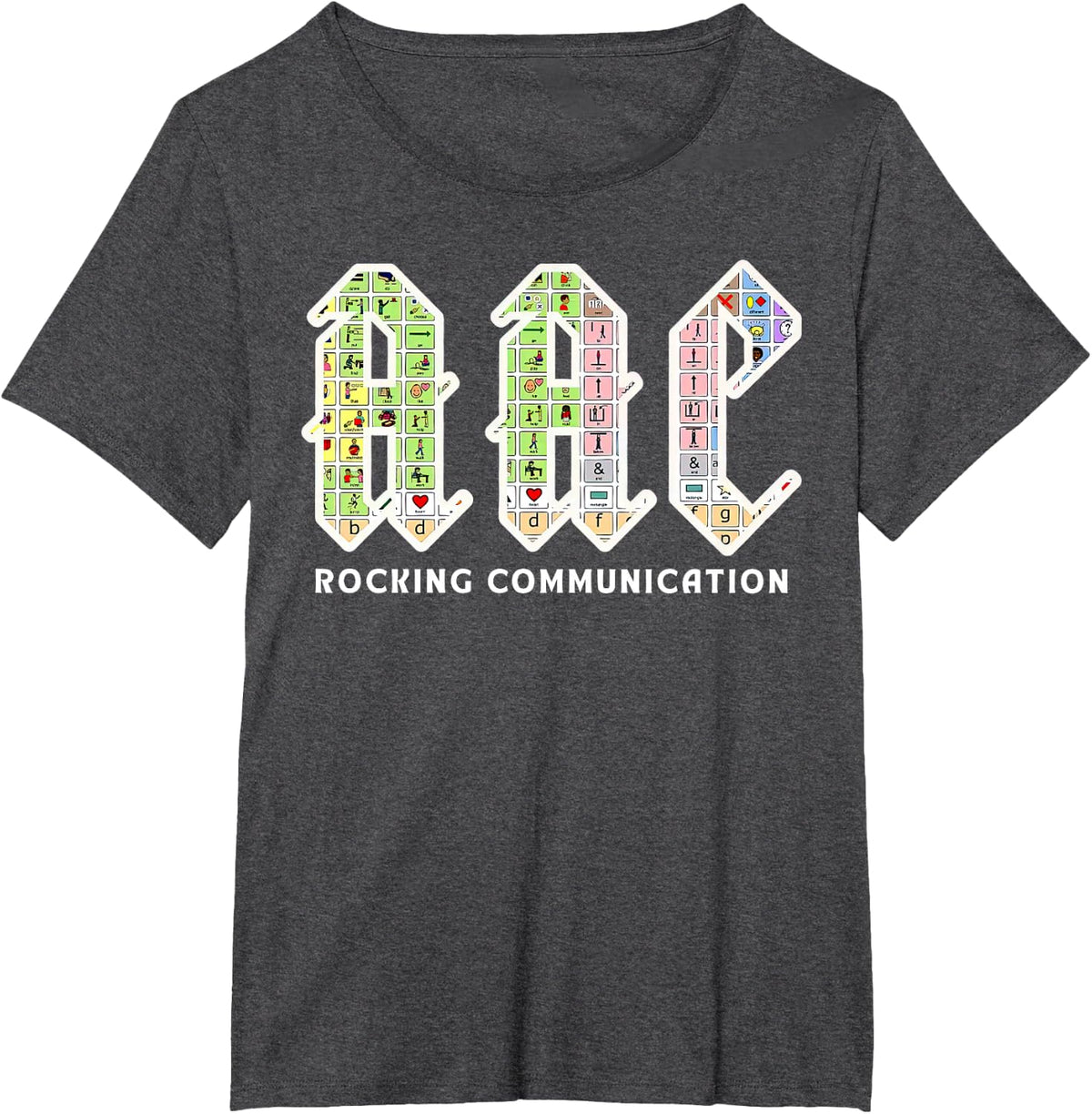 AAC Rocking Communication AAC Awareness SLP Speech Therapy T-Shirt - Dark Heather Grey