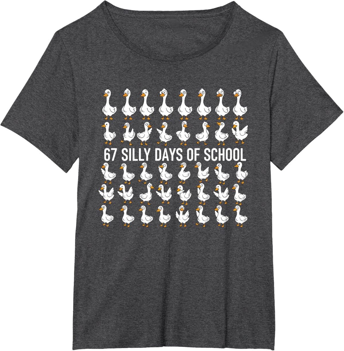67 Silly Days of School Funny Goose 67 Meme for Teacher Kids T-Shirt - Dark Heather Grey