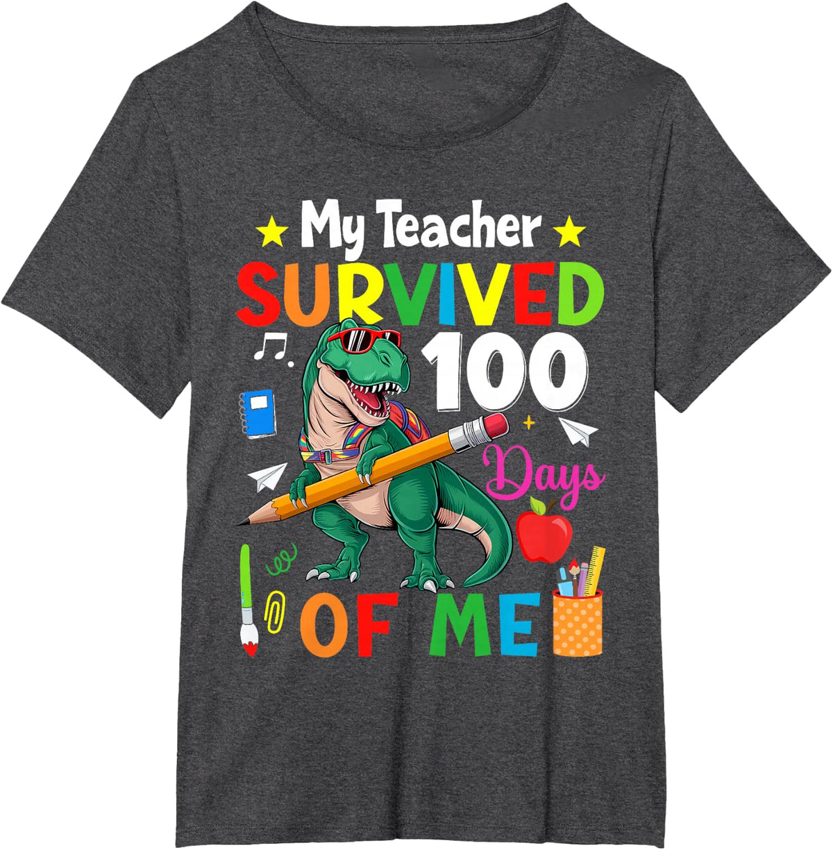 100th Day Of School My Teacher Survived 100 Days Of Me Boys T-Shirt - Dark Heather Grey