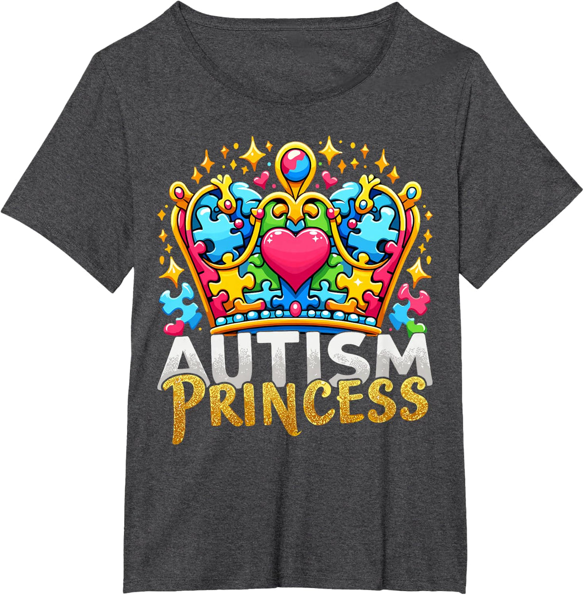 Autism Princess Autism Awareness T-Shirt - Dark Heather Grey