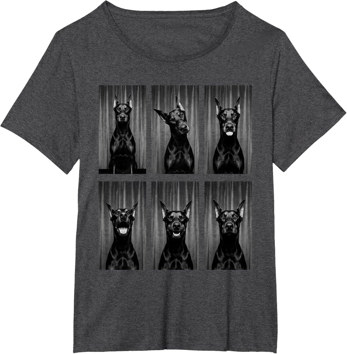 Doberman Photobooth Dog Owner Funny Animal Portrait Tees T Shirts for Men Women Kids - Dark Heather Grey