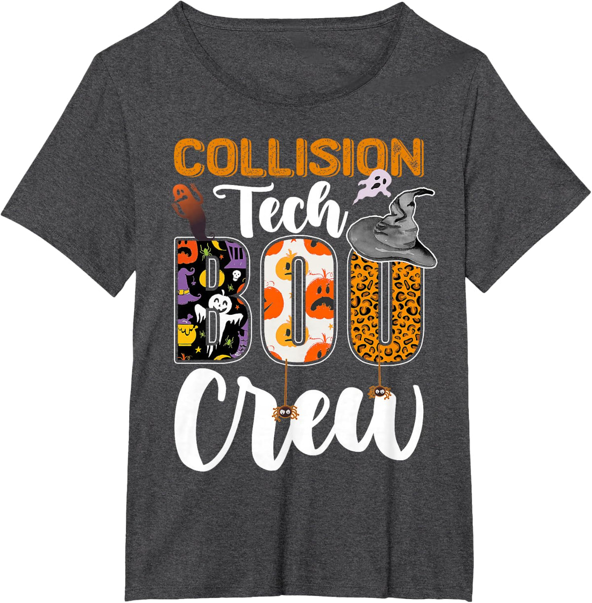 Collision Tech Boo Crew Halloween Costume Matching T-Shirt - Dark Heather Grey