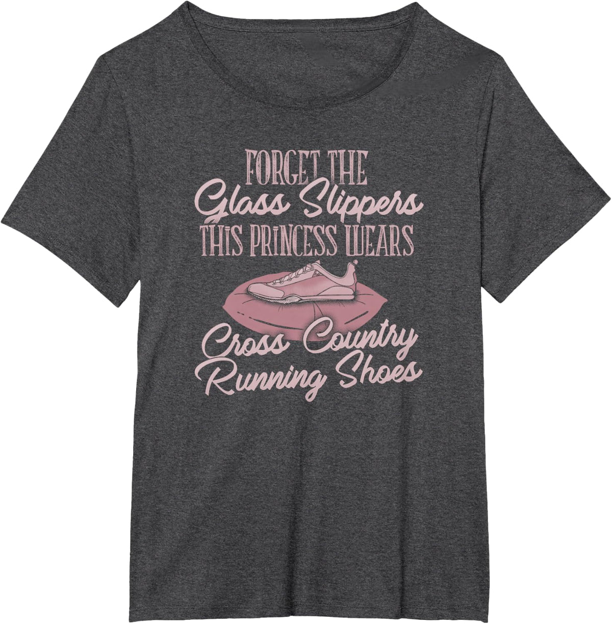 Girls Princess Cross Country Running TShirt T-Shirt - Dark Heather Grey