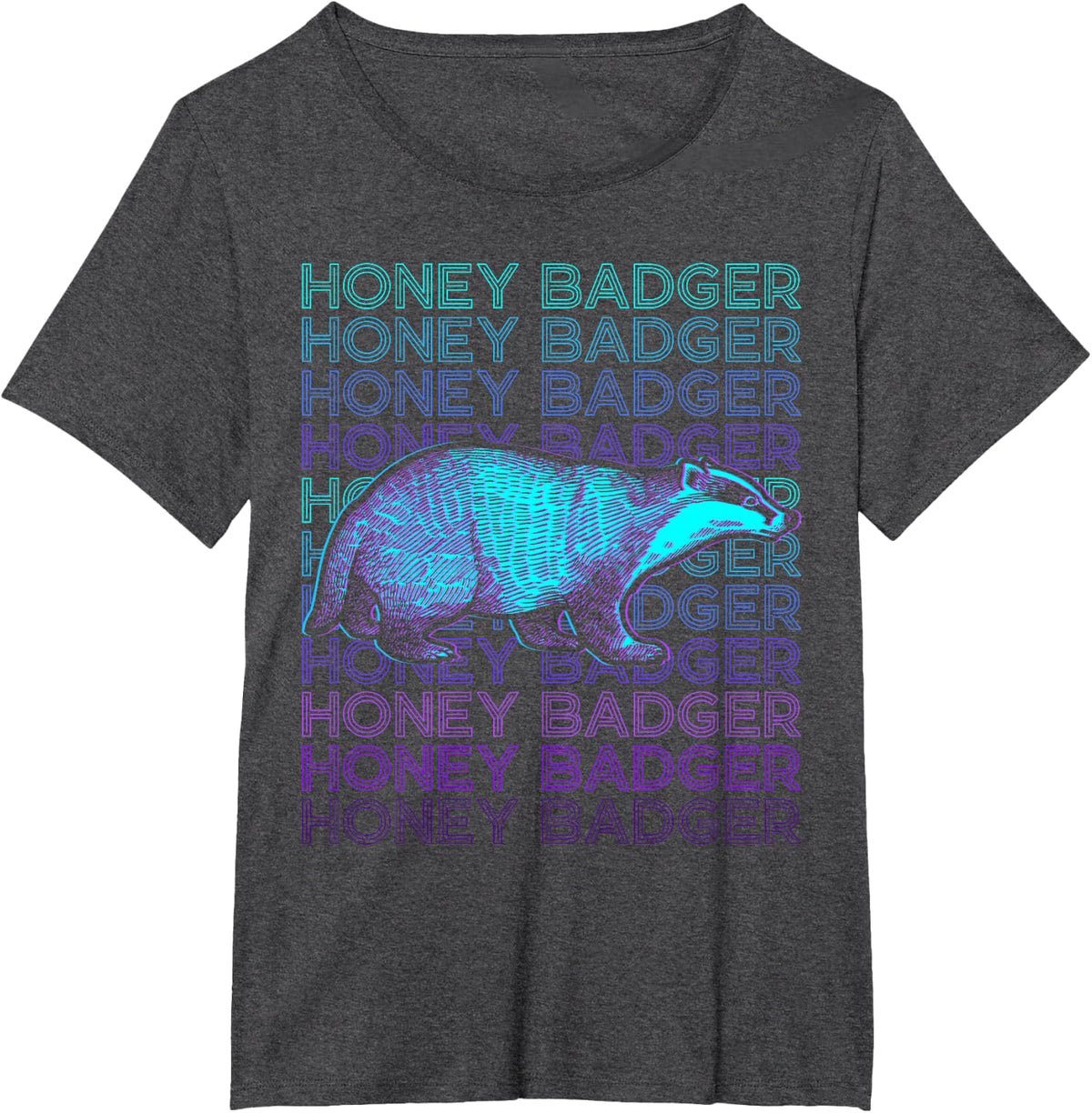 Honey Badger Shirt Retro Animal Tees T Shirts For Wildlife Lovers Men Women - Dark Heather Grey