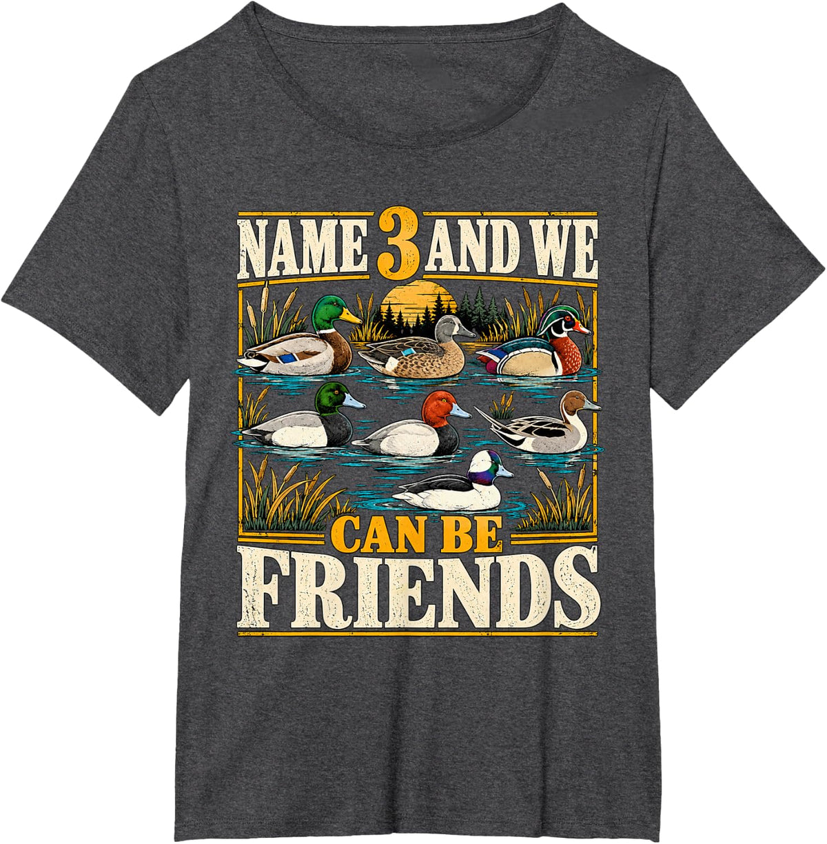 Duck Species Waterfowl Identification Sunset Duck Hunting T-Shirt - Dark Heather Grey