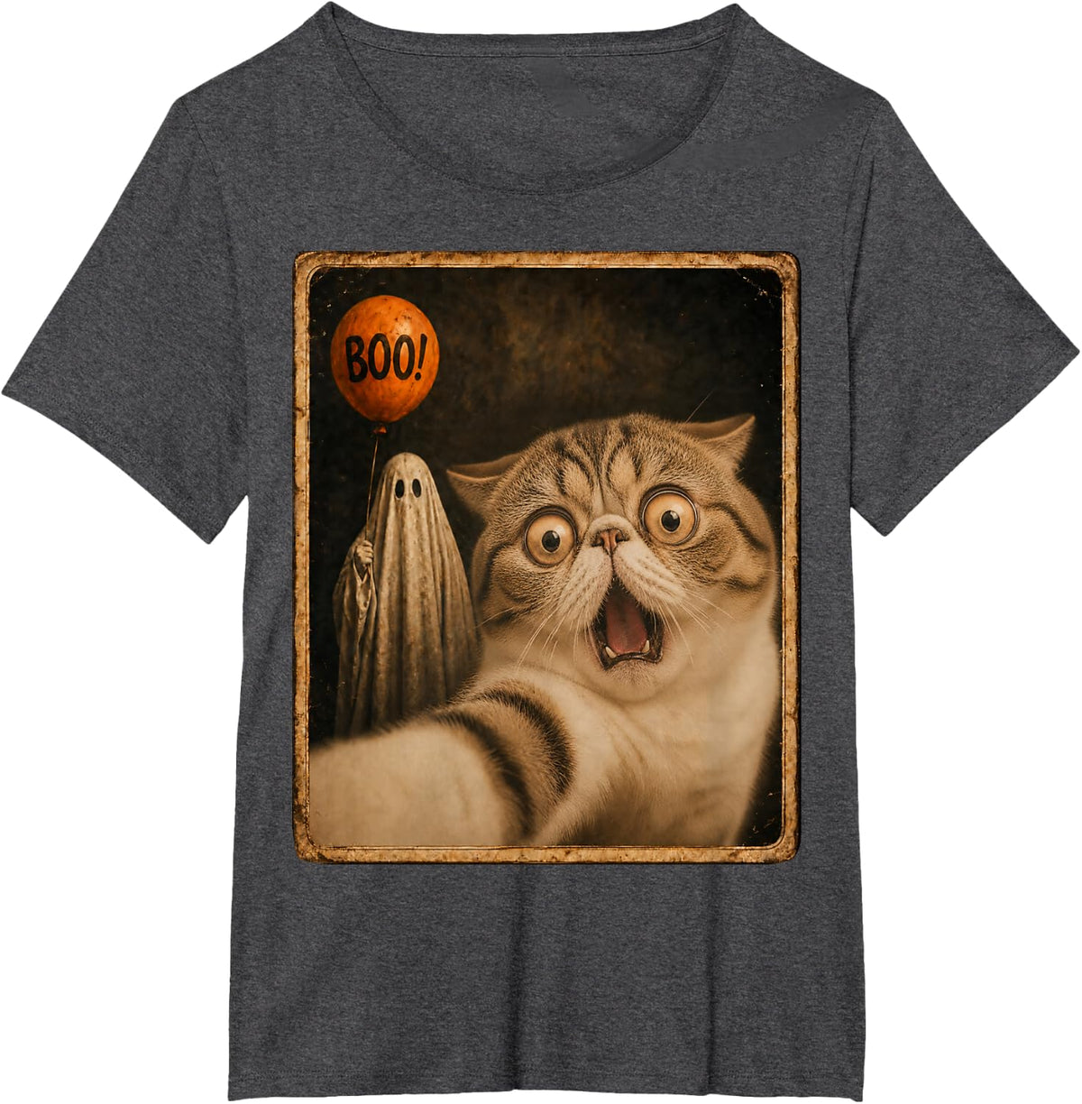 Cat Meme Graphic T-Shirt - Dark Heather Grey